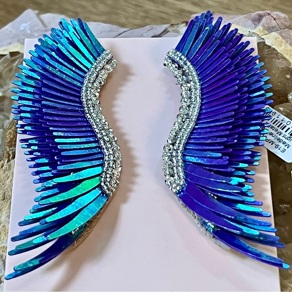 NWT Mignonne Gavigan Madeline Light Metallic Purple Statement Earrings - Picture 10 of 16